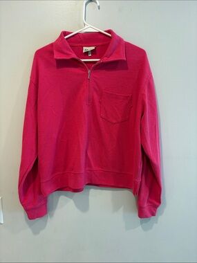 Women’s Fuchsia Half-Zip Pullover Sweatshirt ptp 23.5 length 24